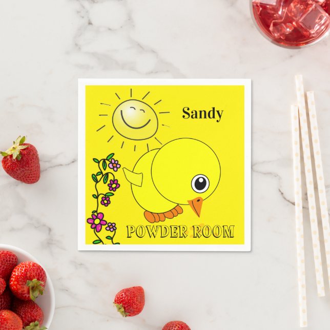 Paper Napkins, Yellow Chick Floral Sun Napkin (Insitu)