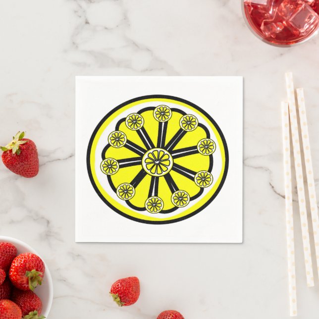 Paper Napkins, Yellow Lemons Napkin (Insitu)
