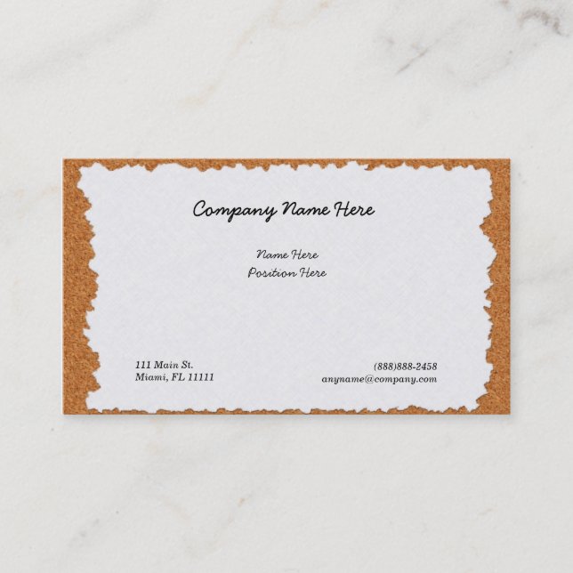Paper on Cork Board Business Cards (Front)