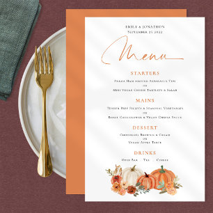 PAPER Orange Pumpkins Fall Florals Wedding Menu