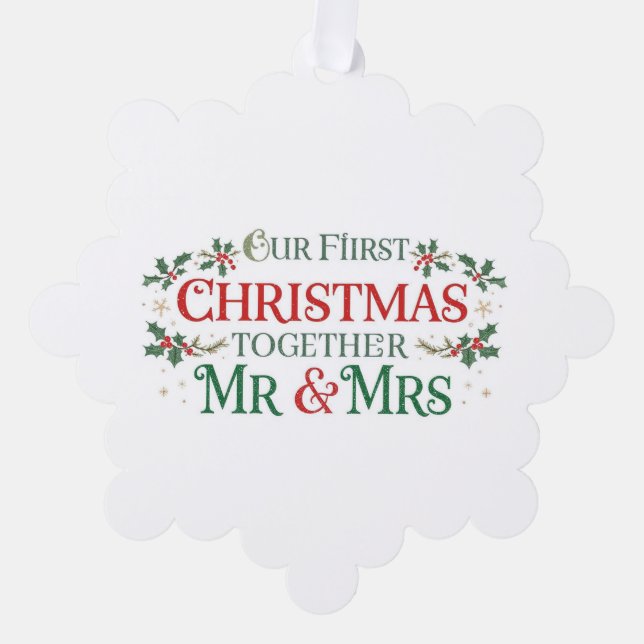 Paper Ornament Card-Our First Xmas Mr & Mrs Card (Front)