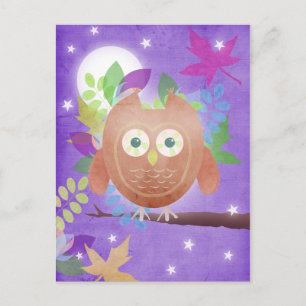 Paper owl - purple - post cards