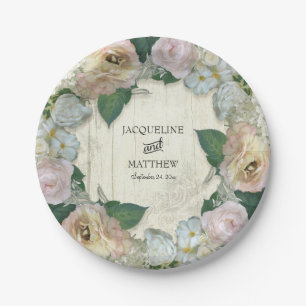 Paper Party Goods Modern Vintage Pretty Flowers Plate