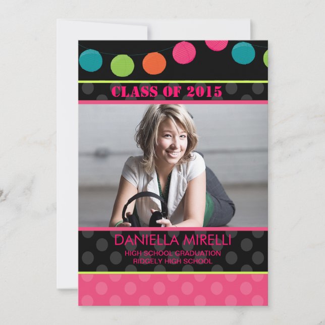 Paper Party Lights Photo Graduation Invitation (Front)
