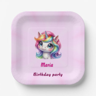 Paper & Party Plates cute unicorn 