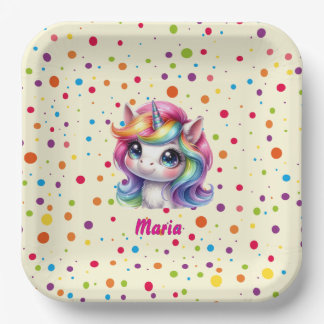 Paper & Party Plates cute unicorn 