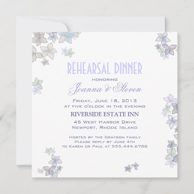 Paper Petals Artistic Rehearsal Dinner Invitations (Front)