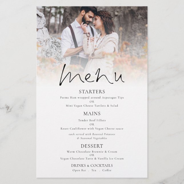 PAPER | Photo Elegant Script Wedding Menu (Front)