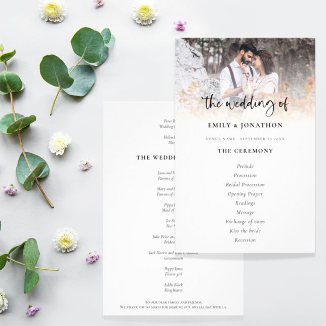 PAPER Photo Modern Script Wedding Program (Creator Uploaded)
