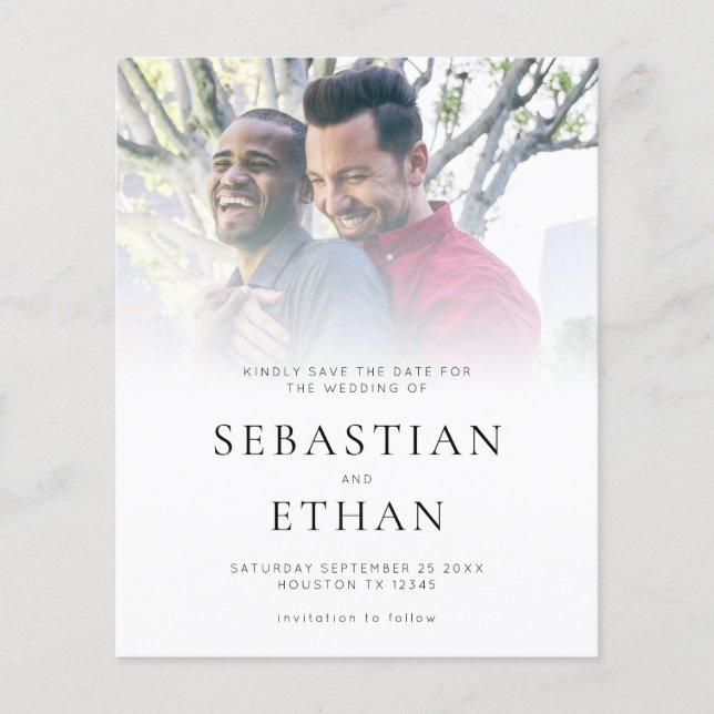 PAPER Photo Overlay QR Gay Wedding Save The Date (Front)