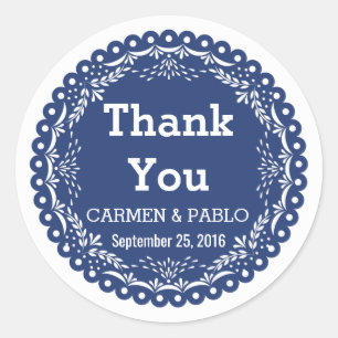 Paper Picado Colourful Mexican Wedding Classic Round Sticker