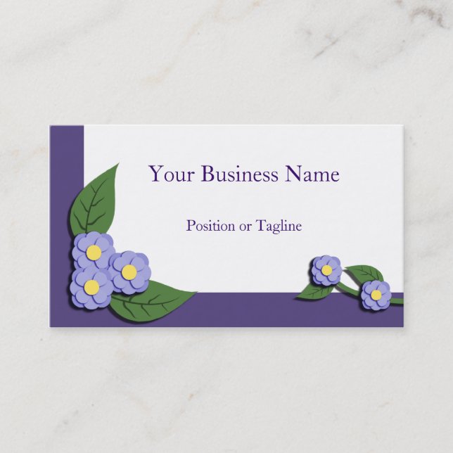 Paper-Pieced Violet Floral Business Card (Front)