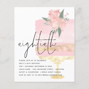 PAPER Pink Gold Birthday Cake 80th Party Invite