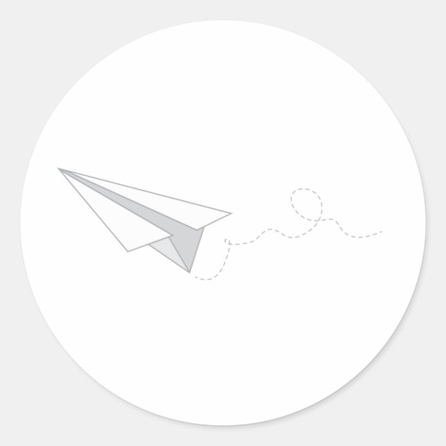 Paper Plane Classic Round Sticker (Front)
