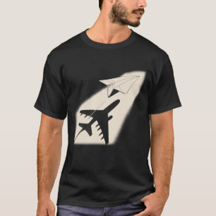 Paper Plane Dreaming Big With The Shadow Of A Jet T-Shirt