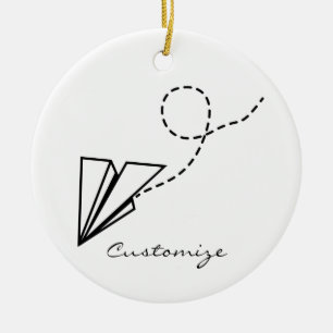 Paper Plane Flying Thunder_Cove Ceramic Ornament