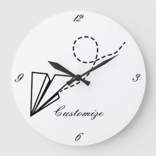 Paper Plane Flying Thunder_Cove Large Clock