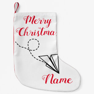 Paper Plane Flying Thunder_Cove Small Christmas Stocking