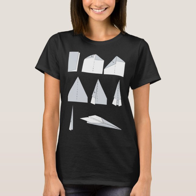 Paper plane instructions folding technology paper  T-Shirt (Front)