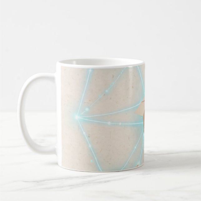 Paper Plane Network Origami Art Mug (Left)
