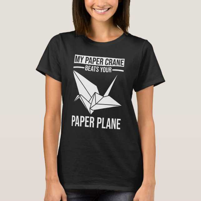 Paper Plane Paper Crane Origami T-Shirt (Front)