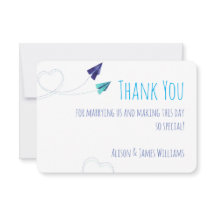 Paper plane watercolor thank you card