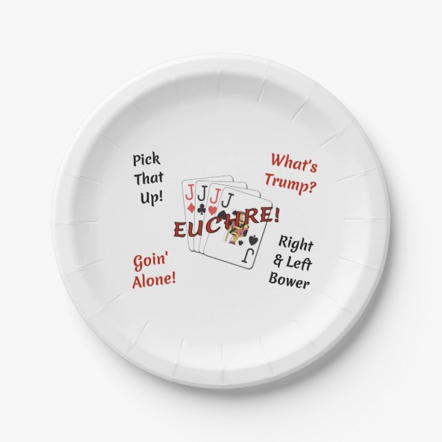 Paper Plate 7 inch - Euchre! (Front)