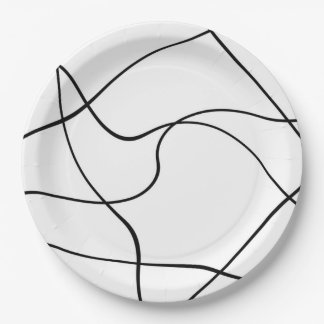 Paper plate "Abstract lines" - Black and white