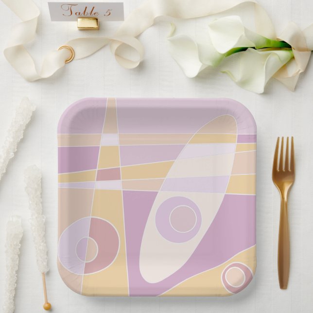 Paper Plate Abstract Surfing Peach (Wedding)