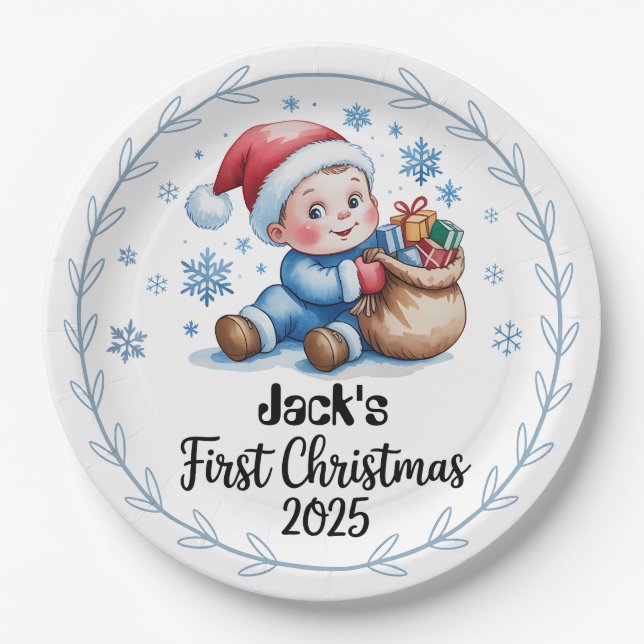 Paper Plate-Baby’s First Christmas Paper Plates  (Front)