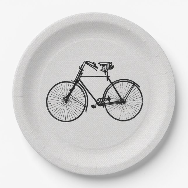 Paper plate   bicycle bike black white (Front)