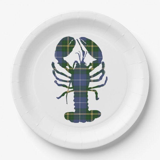 Paper plate   blue Nova Scotia Tartan lobster (Front)