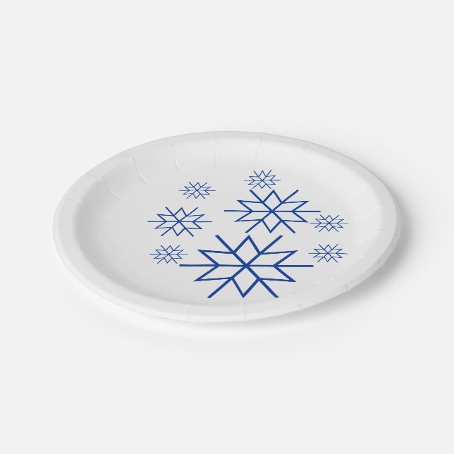 Paper Plate - Blue Snowflakes (Angled)