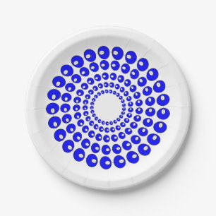 Paper Plate - Concentric Circles of Blue Beads