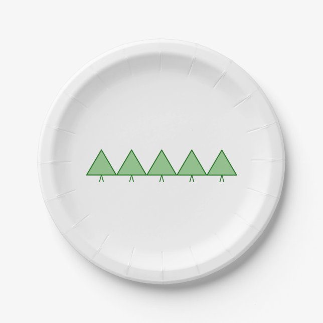Paper Plate - Five Green Triangle Trees (Front)