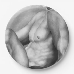 Paper Plate For Him - Fine Art Nude-Male Drawing