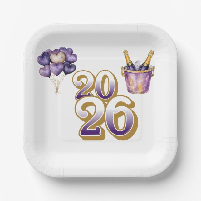Paper Plate-Happy New Year 2026 Tableware Set Plate (Front)