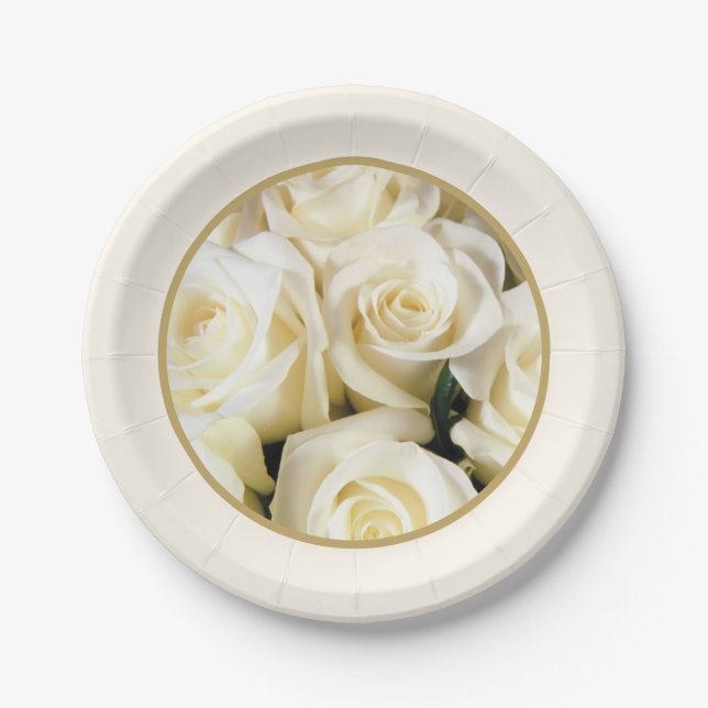 Paper Plate-Ivory Roses Plate (Front)