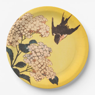 Paper Plate JAPANESE PRINT FLOWERS WITH BIRD
