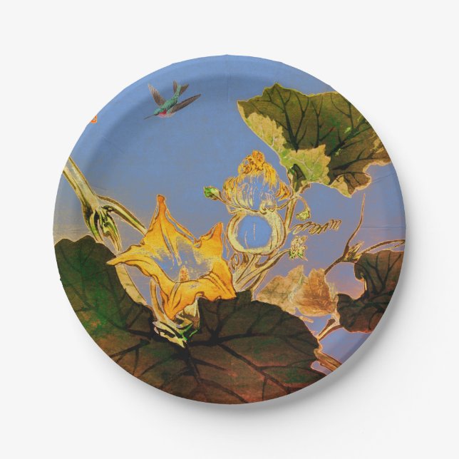 PAPER PLATE JAPANESE YELLOW IRIS BLUE SKY (Front)