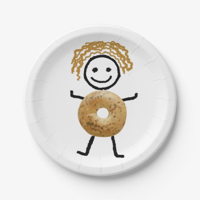 Paper Plate, Jewish Decoration, Bagel Kid Plate (Front)
