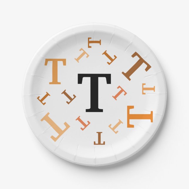 Paper Plate - Jumbled Letters in Orange and Brown (Front)