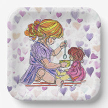Paper Plate Little Girl and Baby Doll