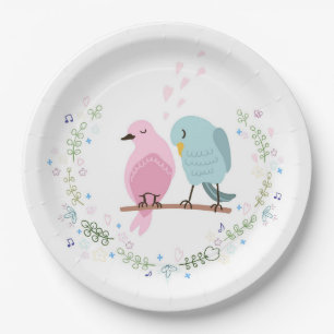 PAPER PLATE : LOVE BIRDS