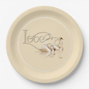 Paper Plate-Love Swans Paper Plate