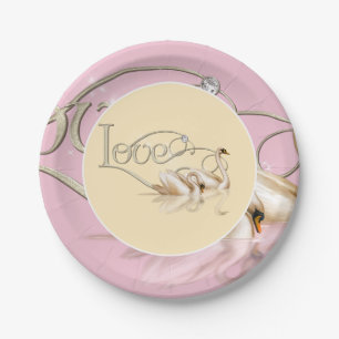 Paper Plate-Love Swans Paper Plate