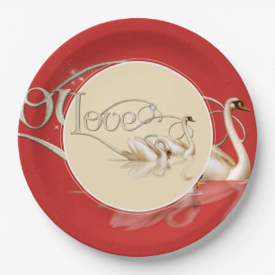 Paper Plate-Love Swans Paper Plate