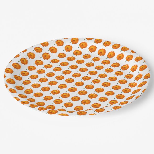Paper Plate - Orange Calendula in Rows (Angled)