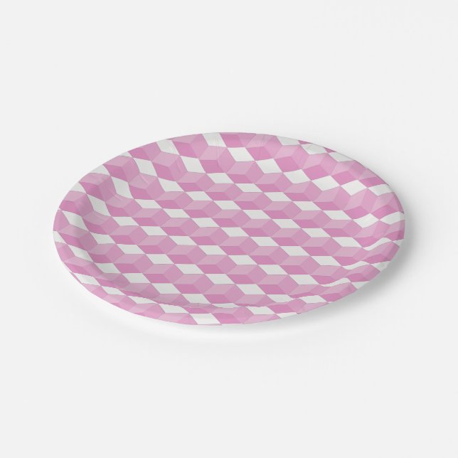 Paper Plate - Pink Blocks in Three Dimensions (Angled)