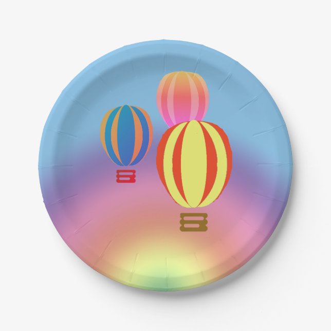Paper Plate - Rainbow with Hot Air Balloons (Front)